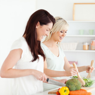 Women working in kitchen